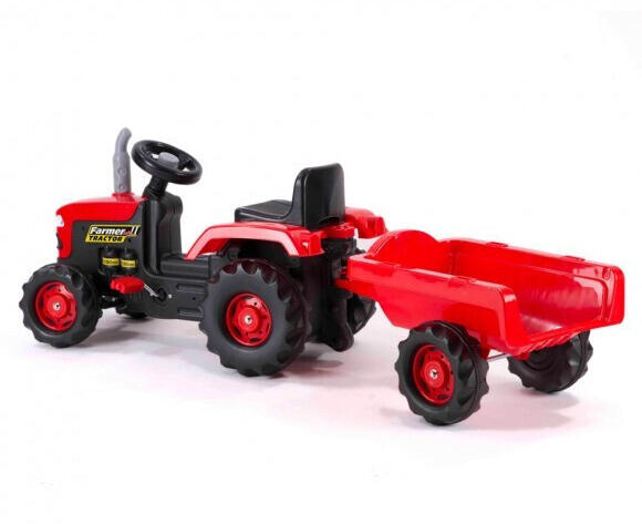 Παιδικό Τρακτέρ Ποδοκίνητο με Καρότσα & Πετάλι Κόκκινο